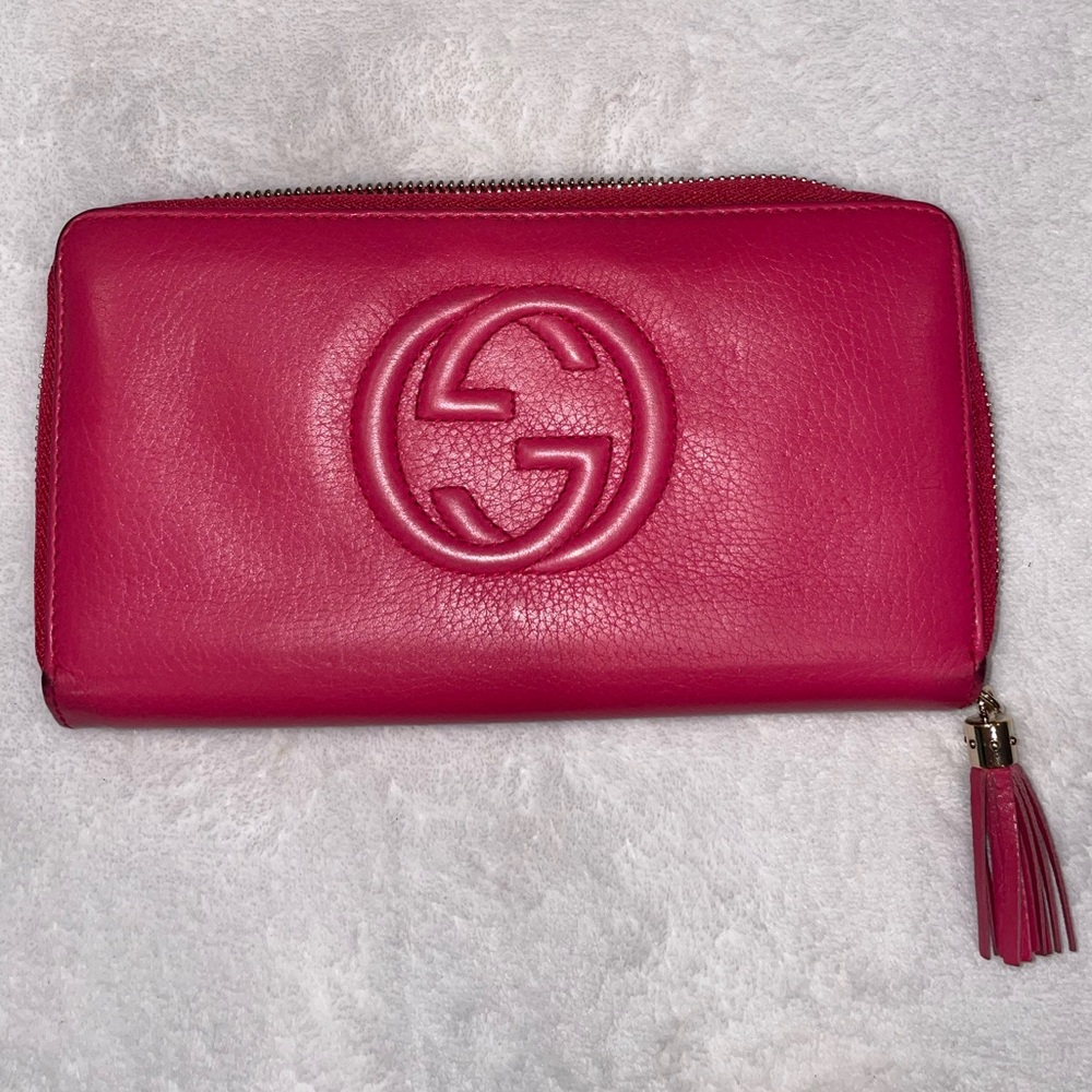 GUCCI SOHO Long Wallet Pebbled Calfskin with COA and Dustbag